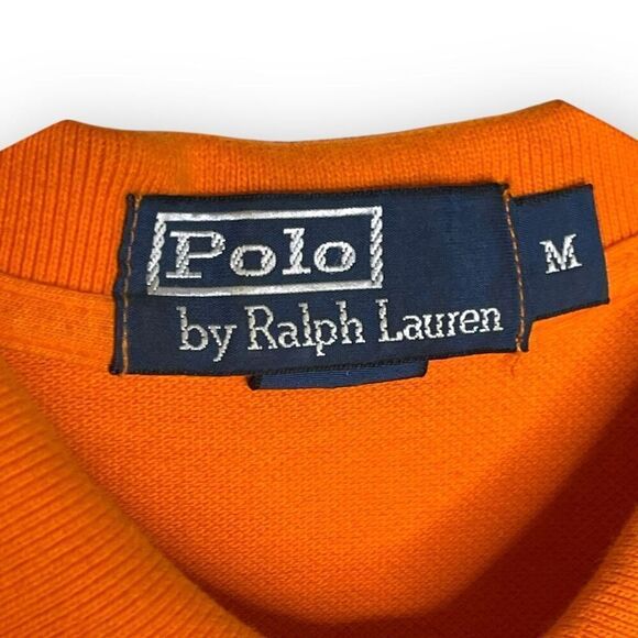 Vintage Polo Ralph Lauren Orange Pique Short Sleeve Polo Shirt Men's Size Medium - Picture 7 of 9